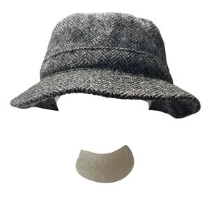 Hat Harris Tweed Fishing Bucket 100% Wool Gray Size XXL Outer Hebrides Scotland